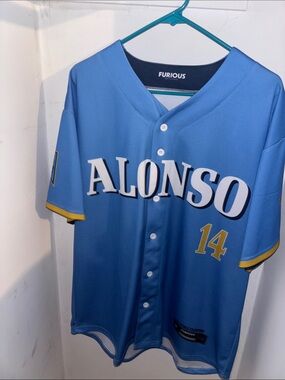 Furious ALONSO Blue Baseball Jersey with Yellow Accents